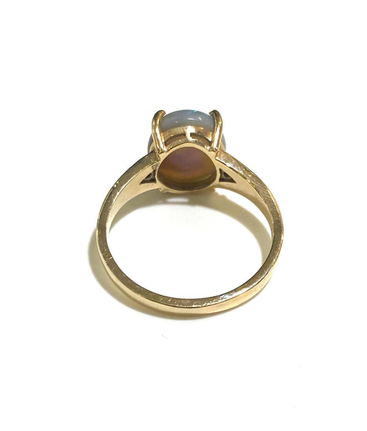9ct Yellow Gold 2.4ct Solid Black Opal and Diamond Ring