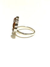 Sterling Silver Unique Heart Honey Amber Ring