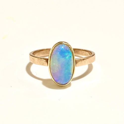 9ct Yellow Gold Natural Australian Opal Ring