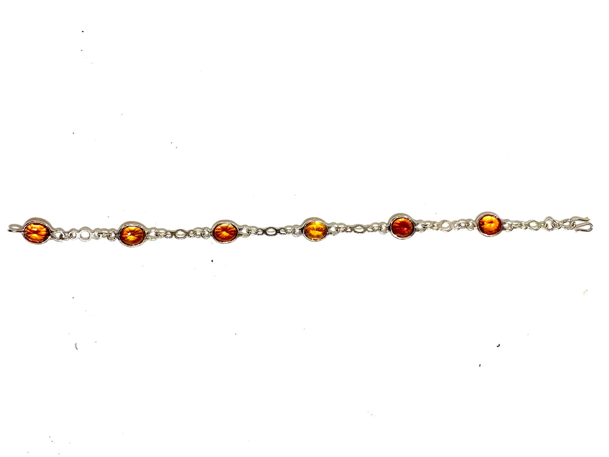 Sterling Silver Mexican Fire Opal Bracelet