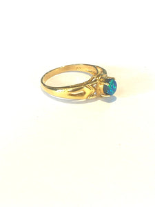 18ct Solid Australian Opal and Diamond Ring