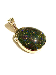 9ct Gold Chunky Black Opal Pendant