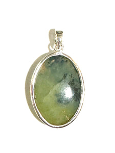 Sterling Silver Oval Moss Agate Pendant