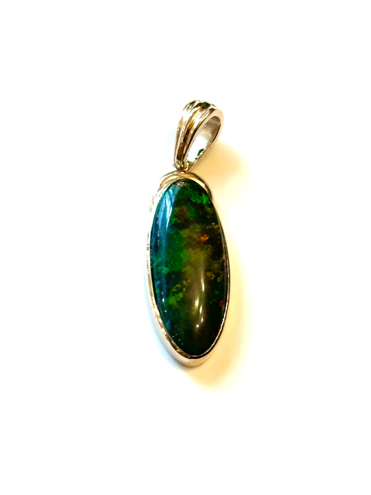 9ct Gold Oval Black Opal Pendant