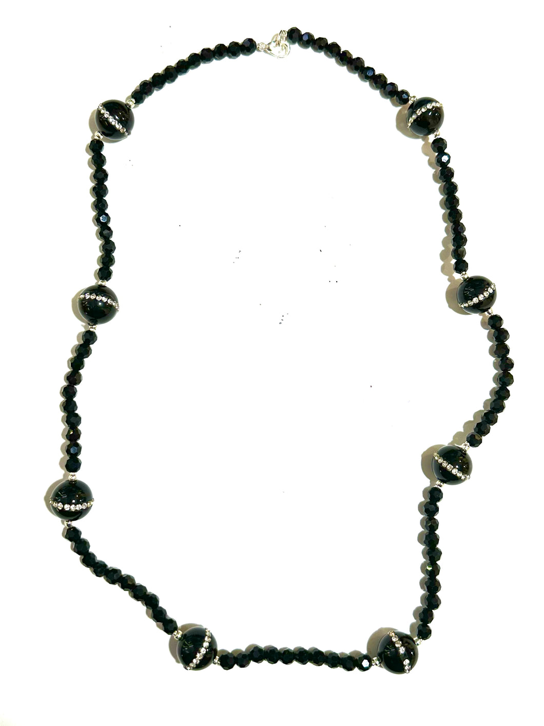 Art Deco Black Onyx Faceted Necklace