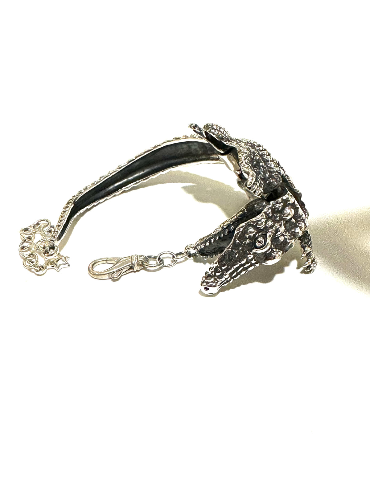 Sterling Silver Australian Crocodile Segmented Bracelet