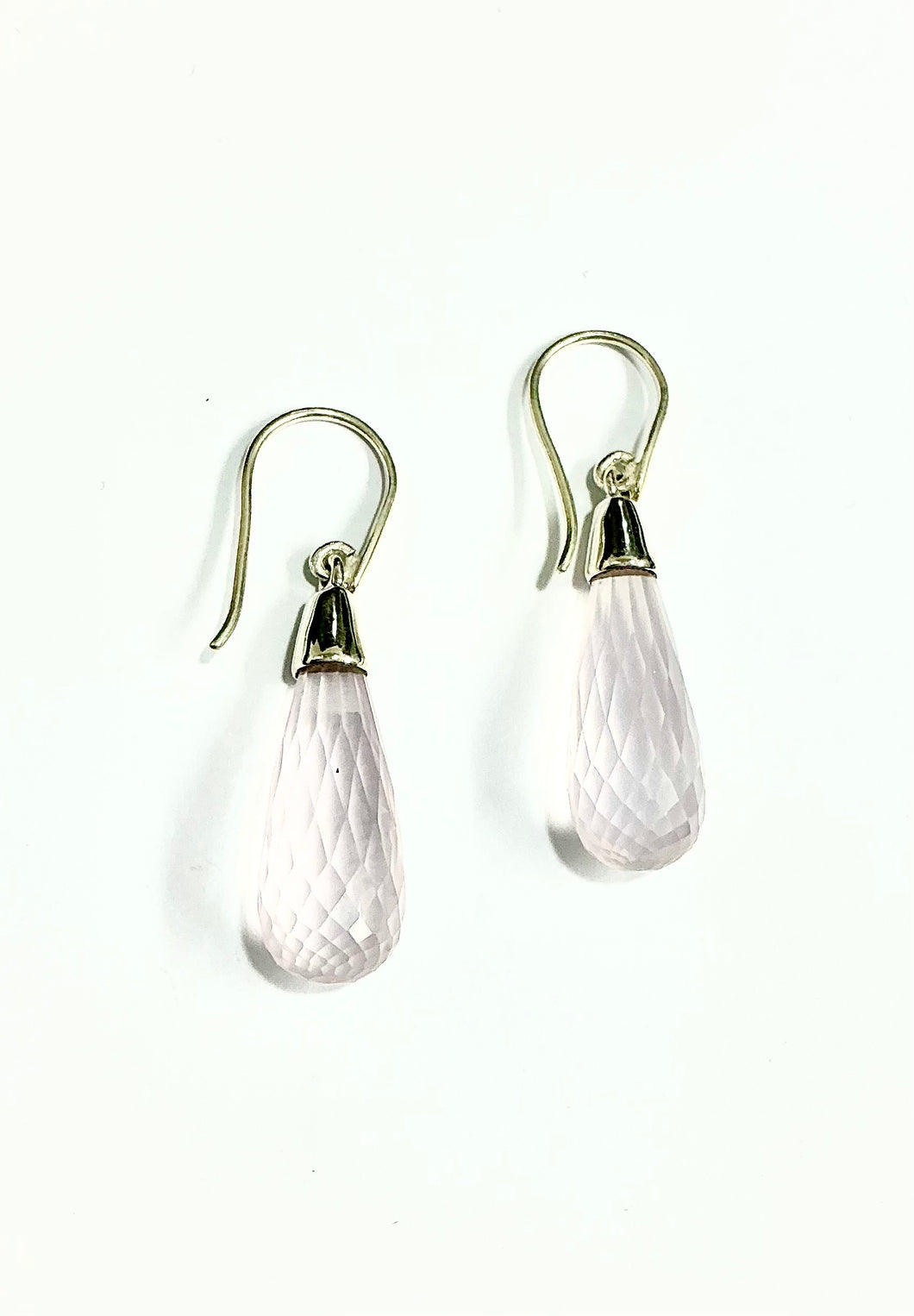 Sterling Silver Rose Quartz Drop Earrings