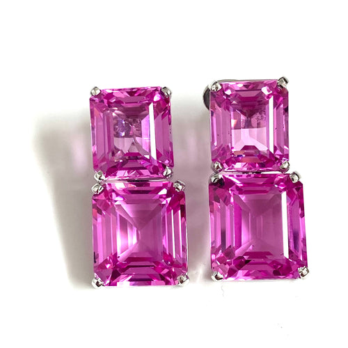 Sterling Silver Pink Crystal Earrings