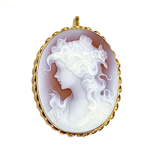 18ct Yellow Gold Cameo Pendant Brooch