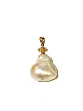 Yellow Gold Diamond set Baroque Pearl Pendant