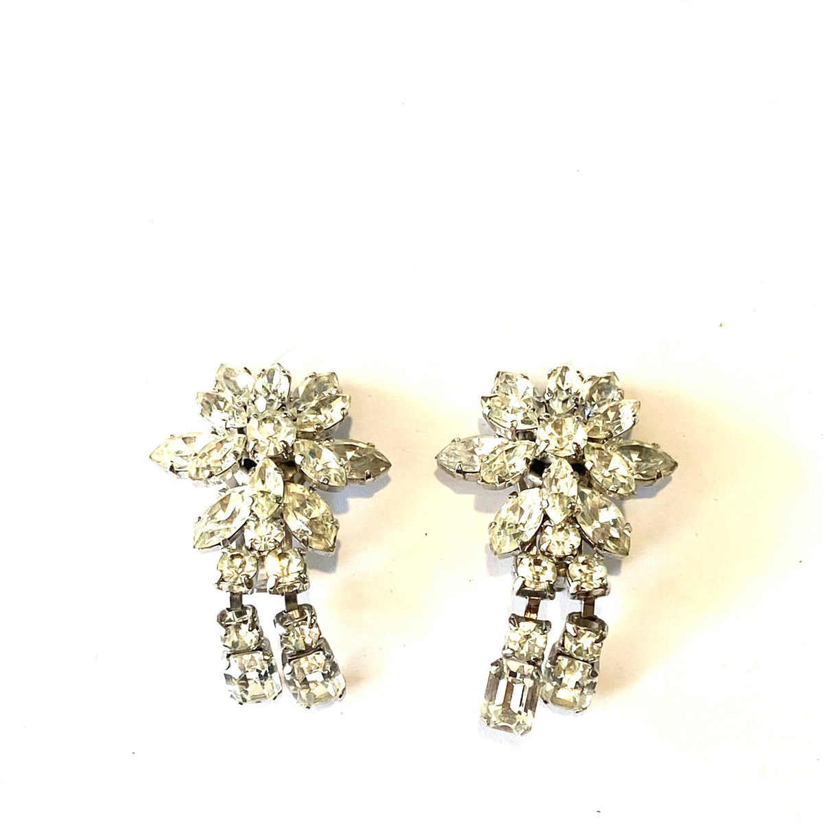 Crystal Floral Clip On Earrings