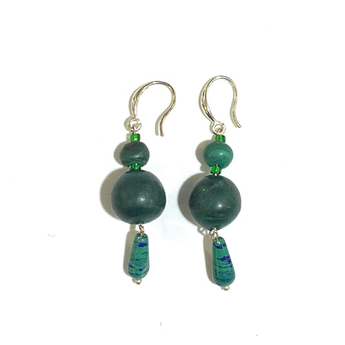 Sterling Silver Malachite Drop Earrings