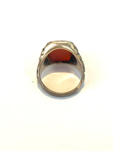 Engraved Band Sterling Silver and Carnelian Ring