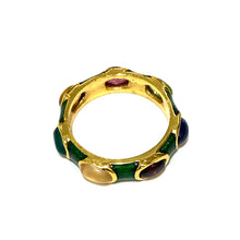 Gemstone and Green Enamel Ring