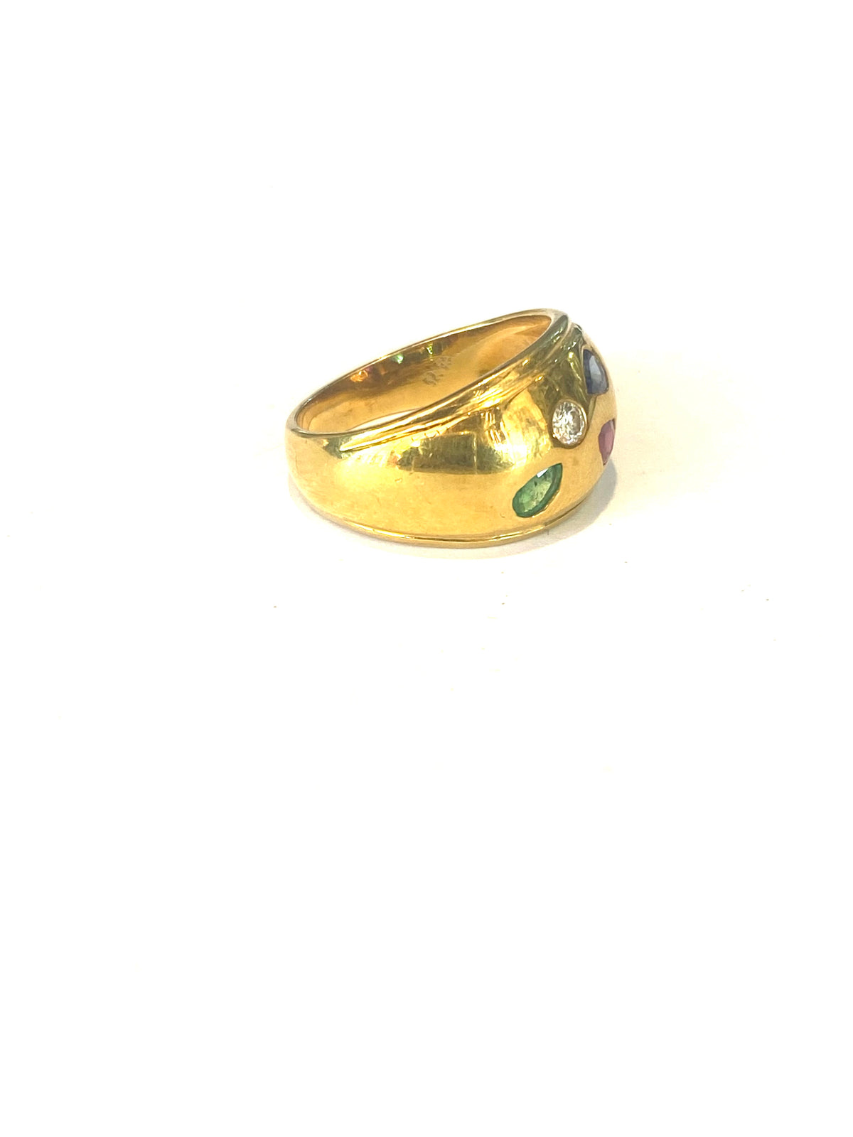 18ct Gold Ruby, Sapphire and Emerald Ring
