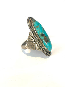 Long Sterling Silver Turquoise Ring