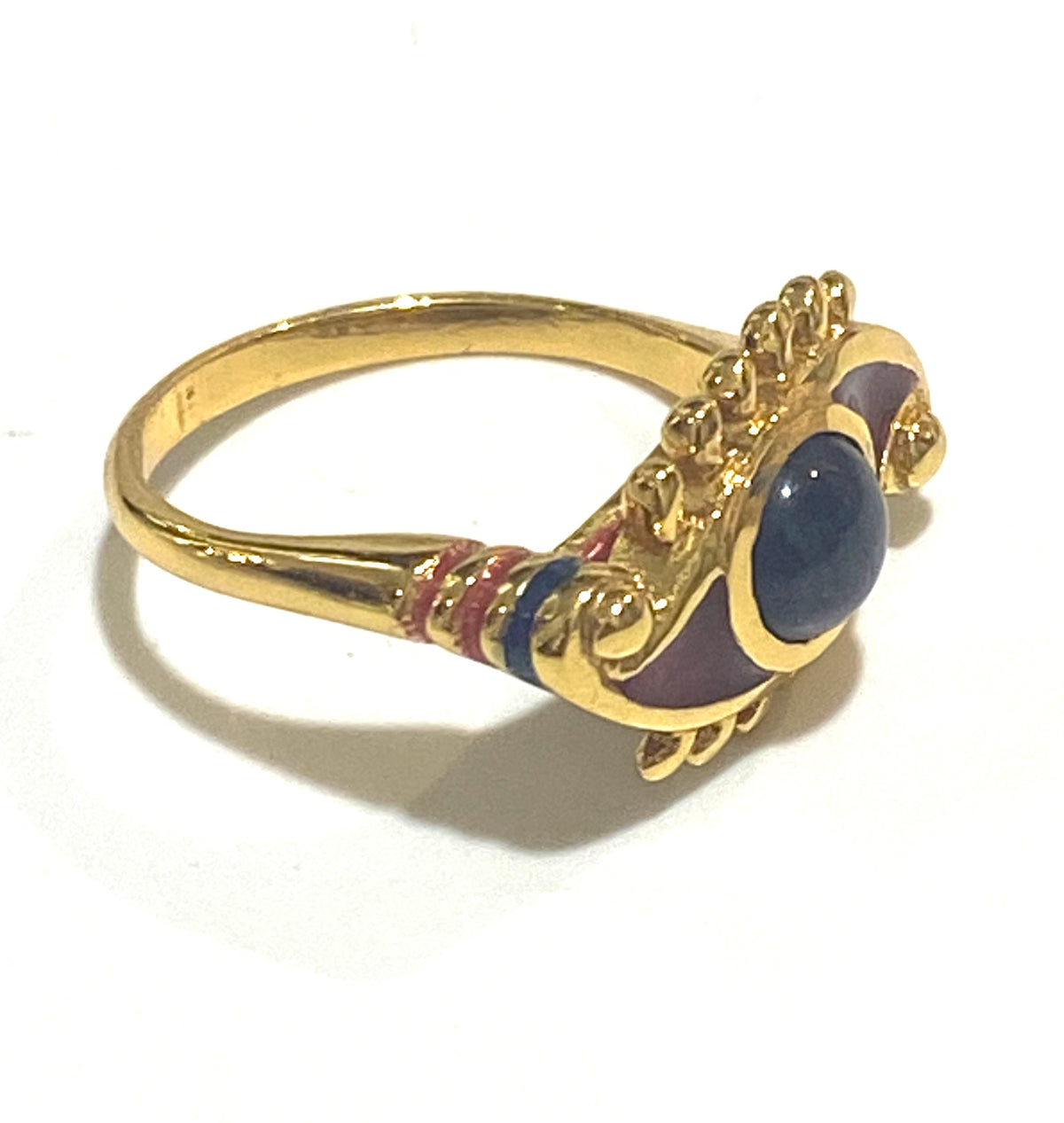 Enamel, Gemstone and Sterling Silver Brass Evil Eye Ring