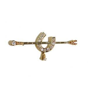 18ct Gold and Diamond Horseshoe Pin Brooch with Screw