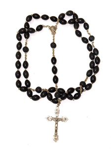 Wooden Beaded Rosary with Sterling Silver Cross