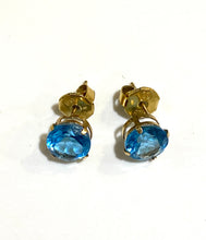 9ct Yellow Gold Blue Zircon Stud Earrings