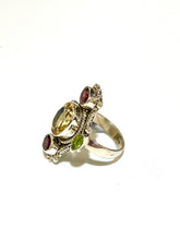 Sterling Silver Citrine, Garnet and Peridot Ring