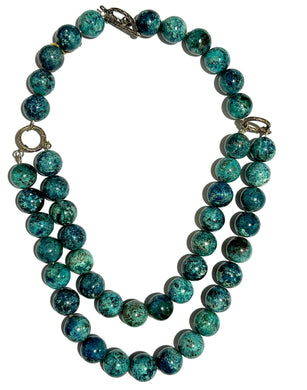Aluma Mosaic Blue Turquoise Necklace with Sterling Silver Toggle Clasp