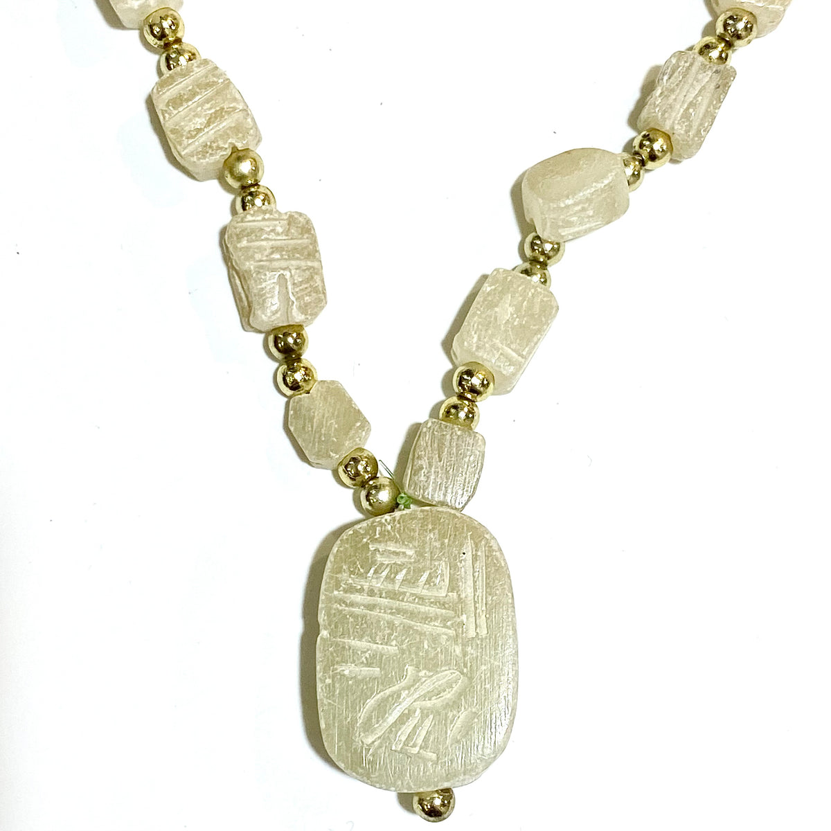 Carved Alabaster Beaded Necklace