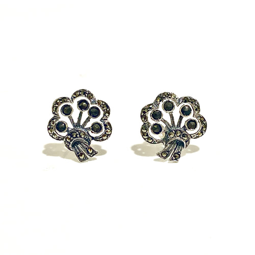 Sterling Silver Marcasite Stud Earrings