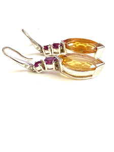 Sterling Silver Citrine and Tourmaline Earrings