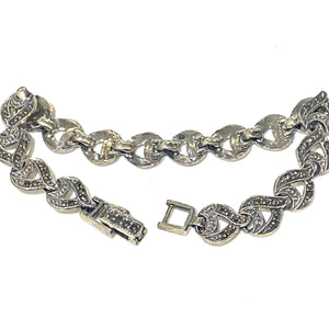Sterling Silver Marcasite Swirl Link Bracelet