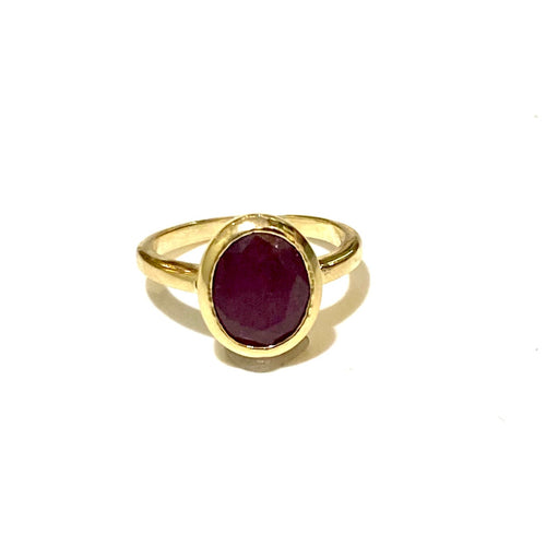 9ct Yellow Gold 4.05ct Natural Ruby Bezel Set Ring