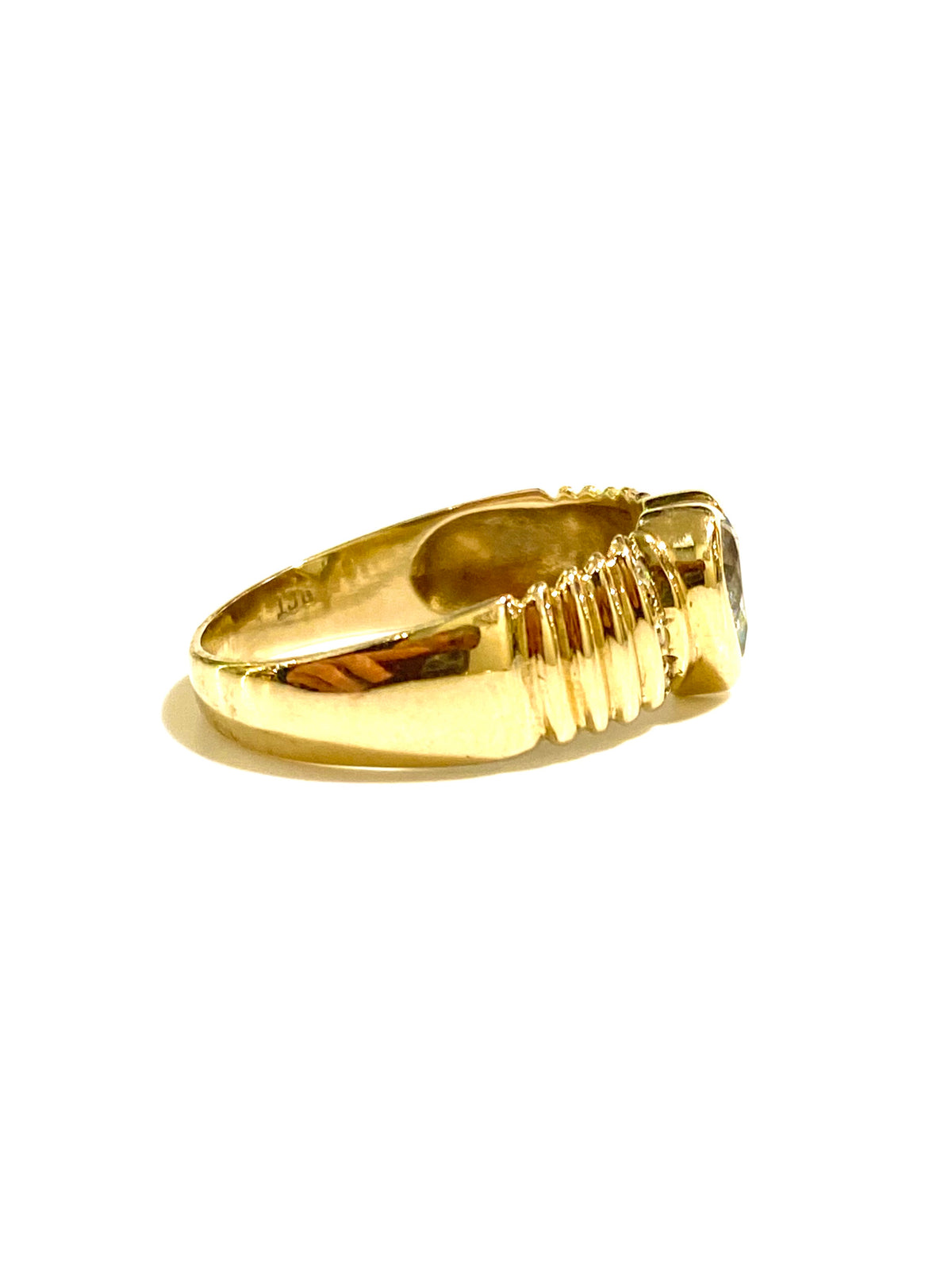 9ct Gold Blue Topaz and Diamond Heart Ring