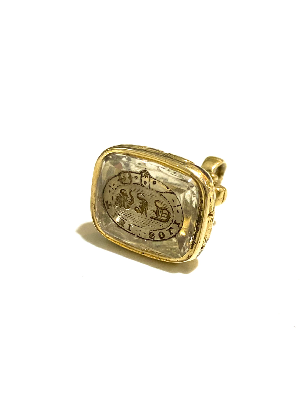 9ct Gold Rock Crystal Fob Pendant