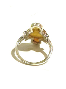 Small Sterling Silver Honey Amber Ring