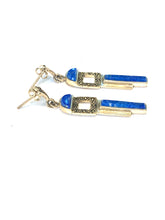 Sterling Silver Lapis Lazuli and Marcasite Earrings