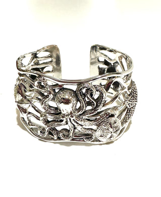 Sterling Silver Starfish Turtle Octopus Cuff