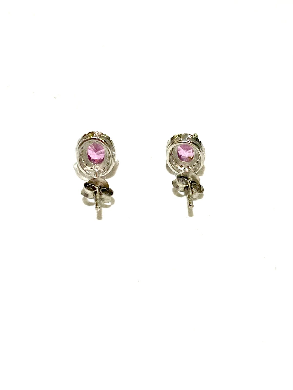 Pink Sapphire and Diamond Stud Earrings