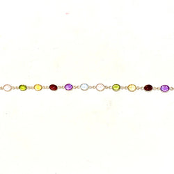 Sterling Silver Assorted Natural Gemstone Bracelet