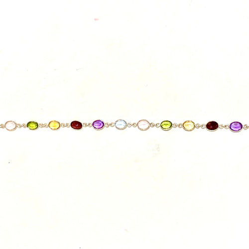 Sterling Silver Assorted Natural Gemstone Bracelet