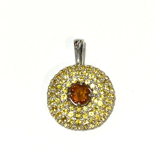 Sterling Silver Citrine and Yellow Sapphire Pendant