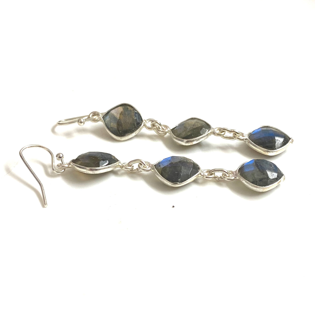 Sterling Silver and Labradorite Drop Earrings
