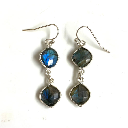 Labradorite and Sterling Silver Drop Earrings