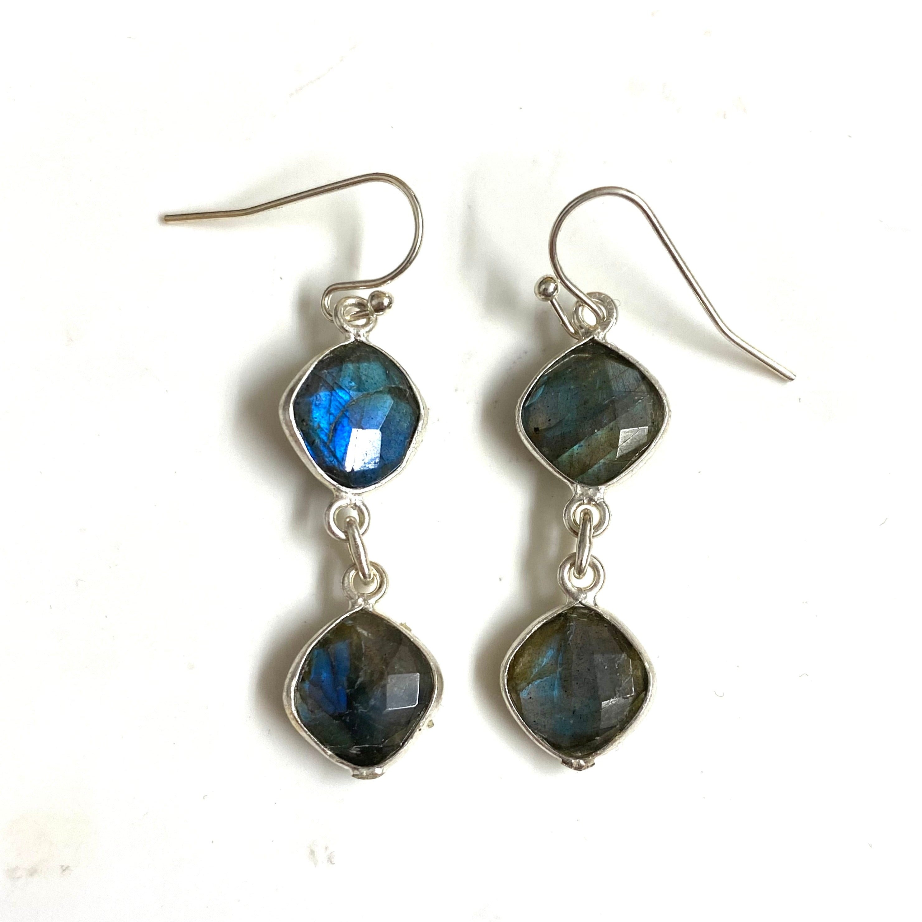 Faceted Labradorite Earrings, Teardrop Sterling Silver Earrings, store Labradorite Gemstone Earrings, Free Shipping in US