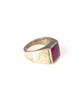 Sterling Silver Ruby Glass Ring