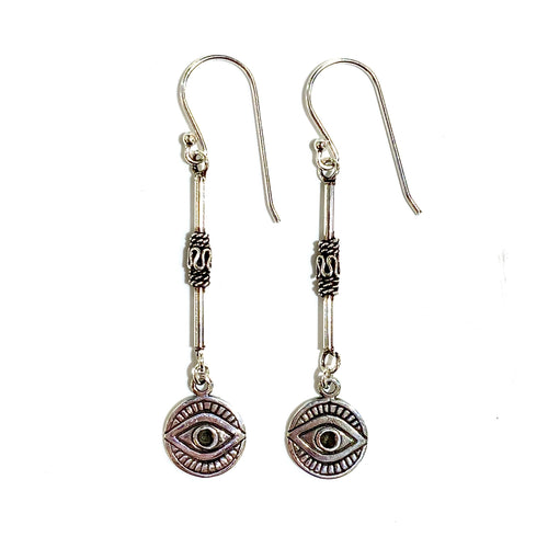 Sterling Silver Eye Hook Drop Earrings