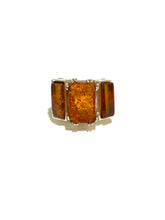 Sterling Silver Chunky Three Stone Amber Ring