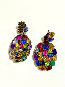 Sterling Silver Multi-Coloured Gemstone Stud Earrings