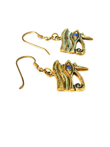 Brass Eye of Horus Earrings