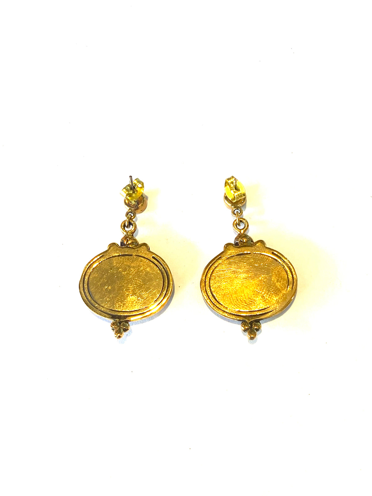 Brass and Mother of Pearl Rounded Earrings
