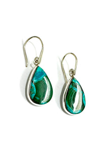 Chrysocolla Malachite Sterling Silver Drop Earrings